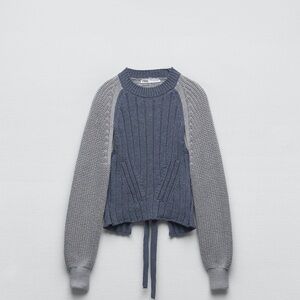 Zara Blue Open Back Knit Top NWT